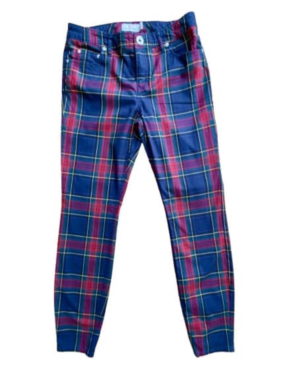 Vineyard Vines Womens Size 4 Blue Plaid Cotton-Blend Slim-Fit Pants!